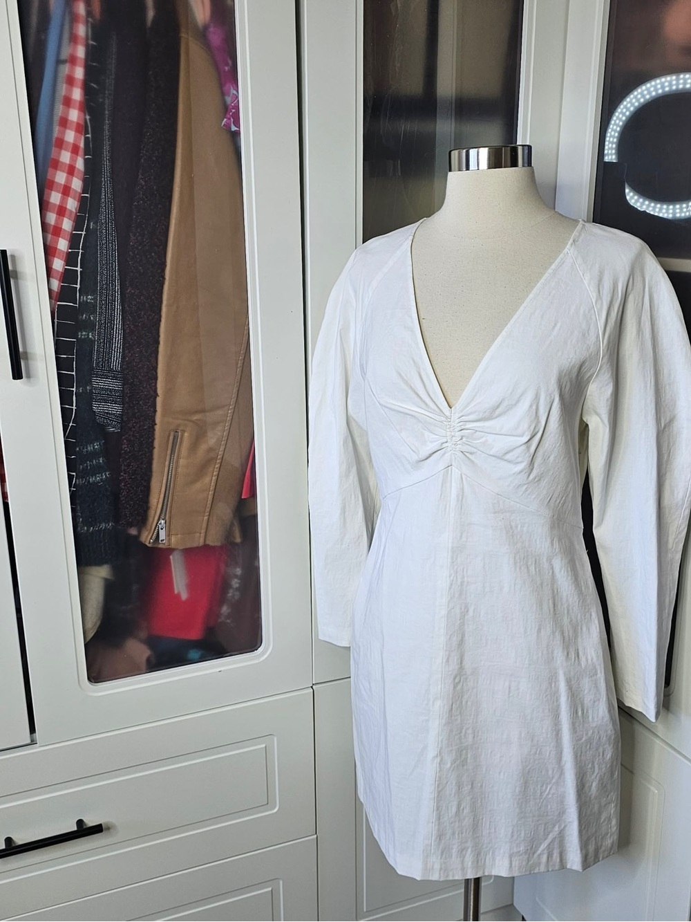 NWT A.L.C. White Aila Puff-Sleeve Mini dress size 8